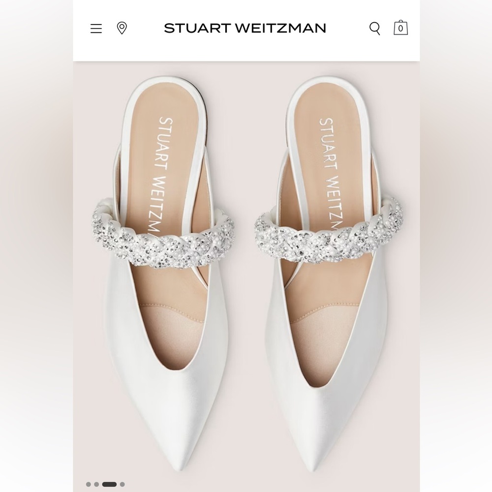 Stuart Weitzman Royale Pearl Braida Flat womens size 8
